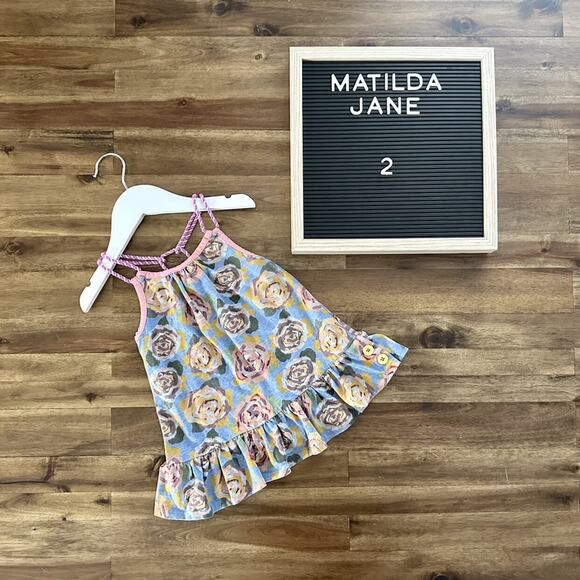Matilda Jane The Adventure Begins Twister Tank Top Blue Pink Floral Sleeveless 2 - Picture 1 of 8